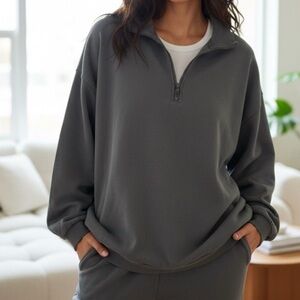 3X NWT SKIMS boyfriend half zip in Zircon Blue slouchy fleece new SOLD OUT